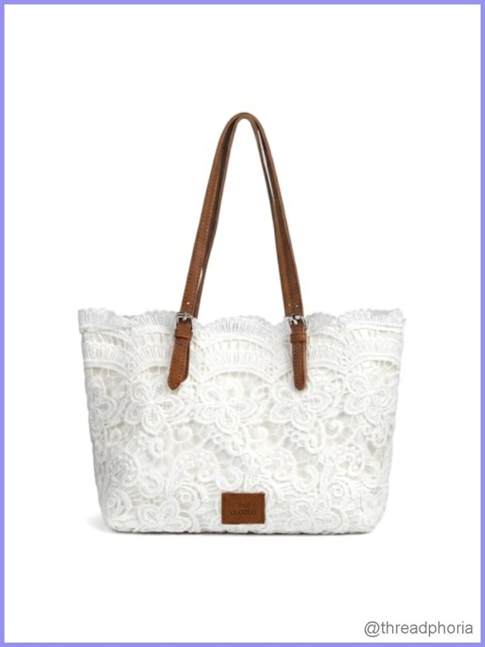 Lace Shoulder Bag PU Leather Strap Ribbon Detail Boho Summer Handbag